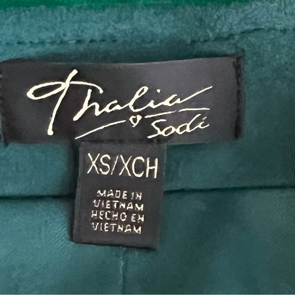 Thalia Sodi Forest Green Faux Suede Cropped Motorcycle Style Jacket XS EUC - Picture 8 of 12